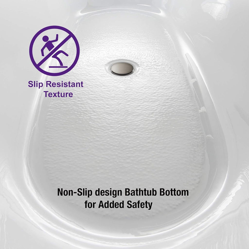 WOODBRIDGE 48' Acrylic Freestanding Bathtub Contemporary Soaking Tub, White Acrylic(Brushed Nickel Drain/Overflow),BTA1703-B/N-Drain&O