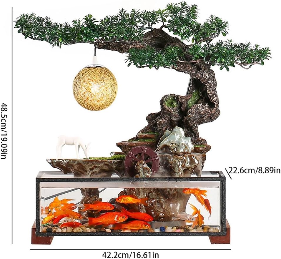 GUERNSEY Tabletop Fountain Study Desk Water Fish Tank Ornaments Home Living Room Desk Decoration Water Circulation Fountain Indoor Fountain