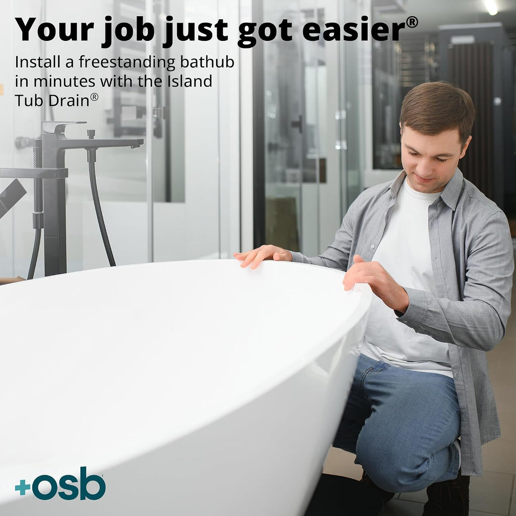OS&B ITD365 - ABS + PVC, Island Tub Drain Rough-in for Freestanding Bathtub, Simplifies Installation, Water, Air, and Smoke Testable Tub Drain, Designed for 8'/10' Joist Space, Plumbing Supplies.