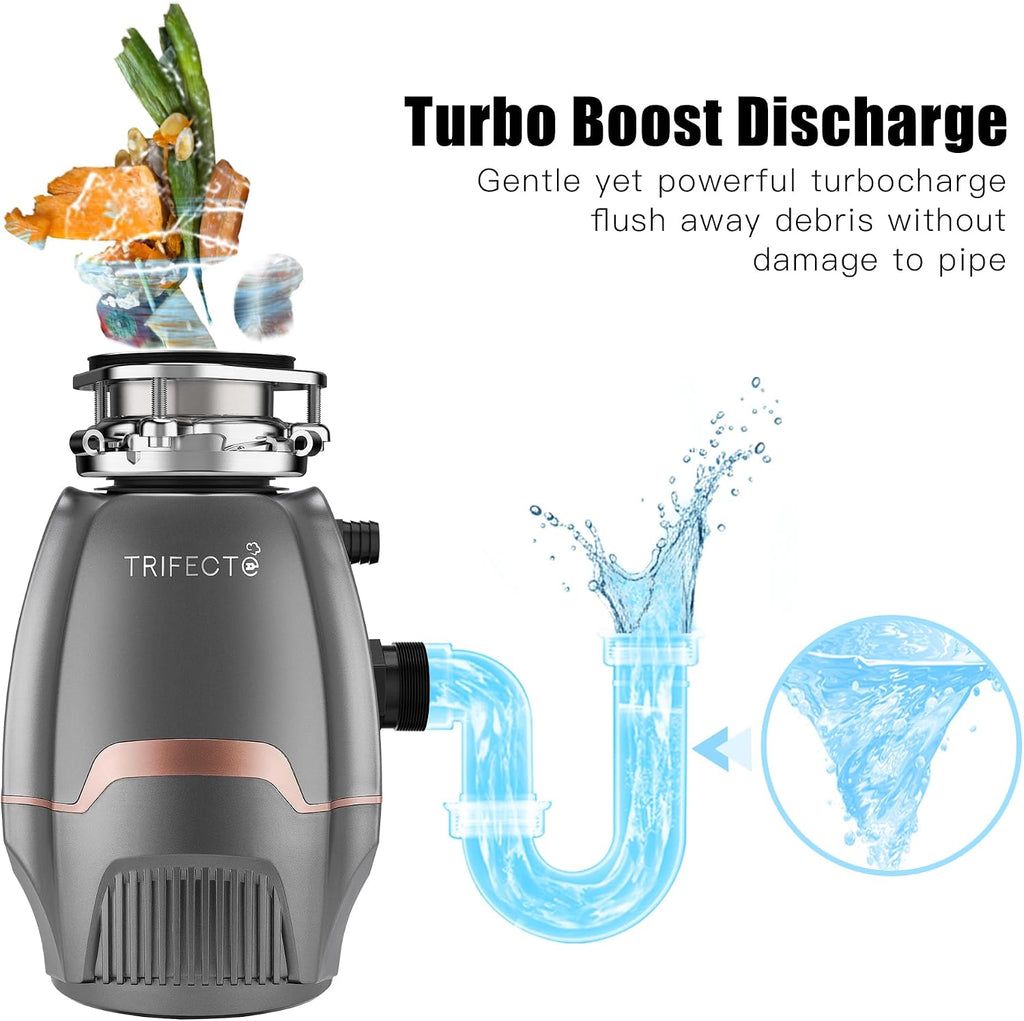 Trifecte Pro 3/4 HP Garbage Disposals with Sound Reduction,Food Waste Coutinuous Feed Garbage Disposal with Power Cord, Dishwasher Hook Up