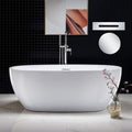 WOODBRIDGE 67' Acrylic Freestanding Bathtub Contemporary Soaking White Tub with Chrome Overflow and Drain，B0028 -C-Drain &O