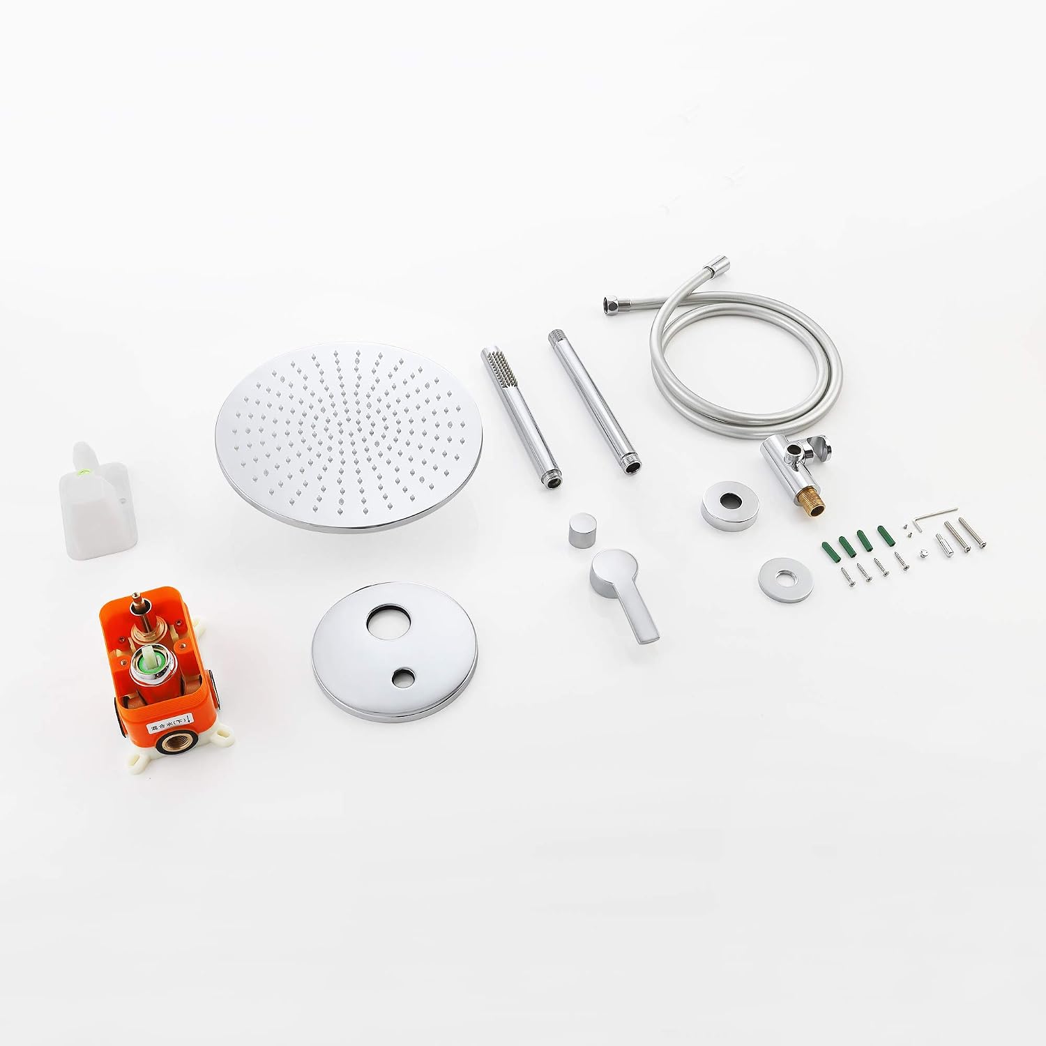 LED Shower Faucet Set Complete Two-Way Bathtub Combo withy Spray, Bathroom 12 Inch Ceiling Round Rain Shower Fixture with Handheld Kit