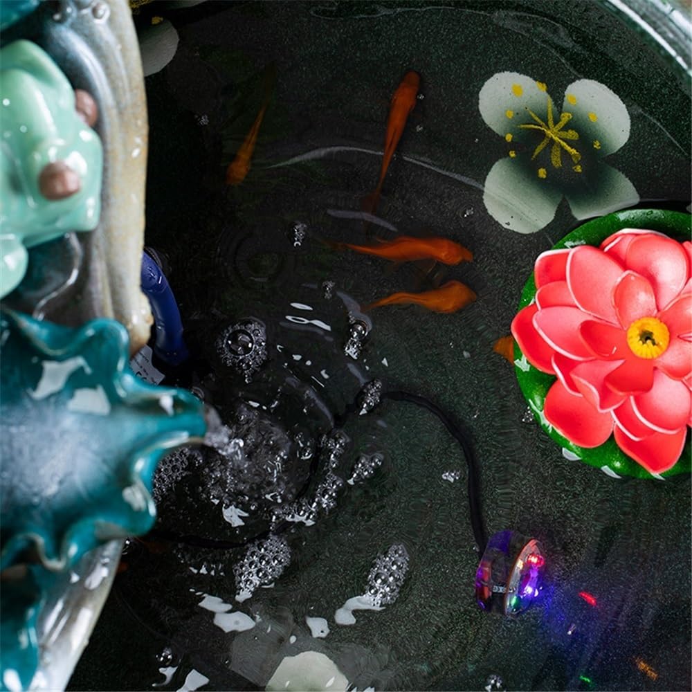 Tabletop Ceramic Fish Tank Tabletop Fountain for Indoor and Home Decoration Table Desk Office Patio Decor(Large)