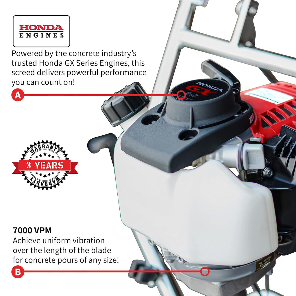 TOMAHAWK Power Screed Concrete Finishing Tool with 12ft, 8ft, and 4ft Blades Bull Float Honda GX35