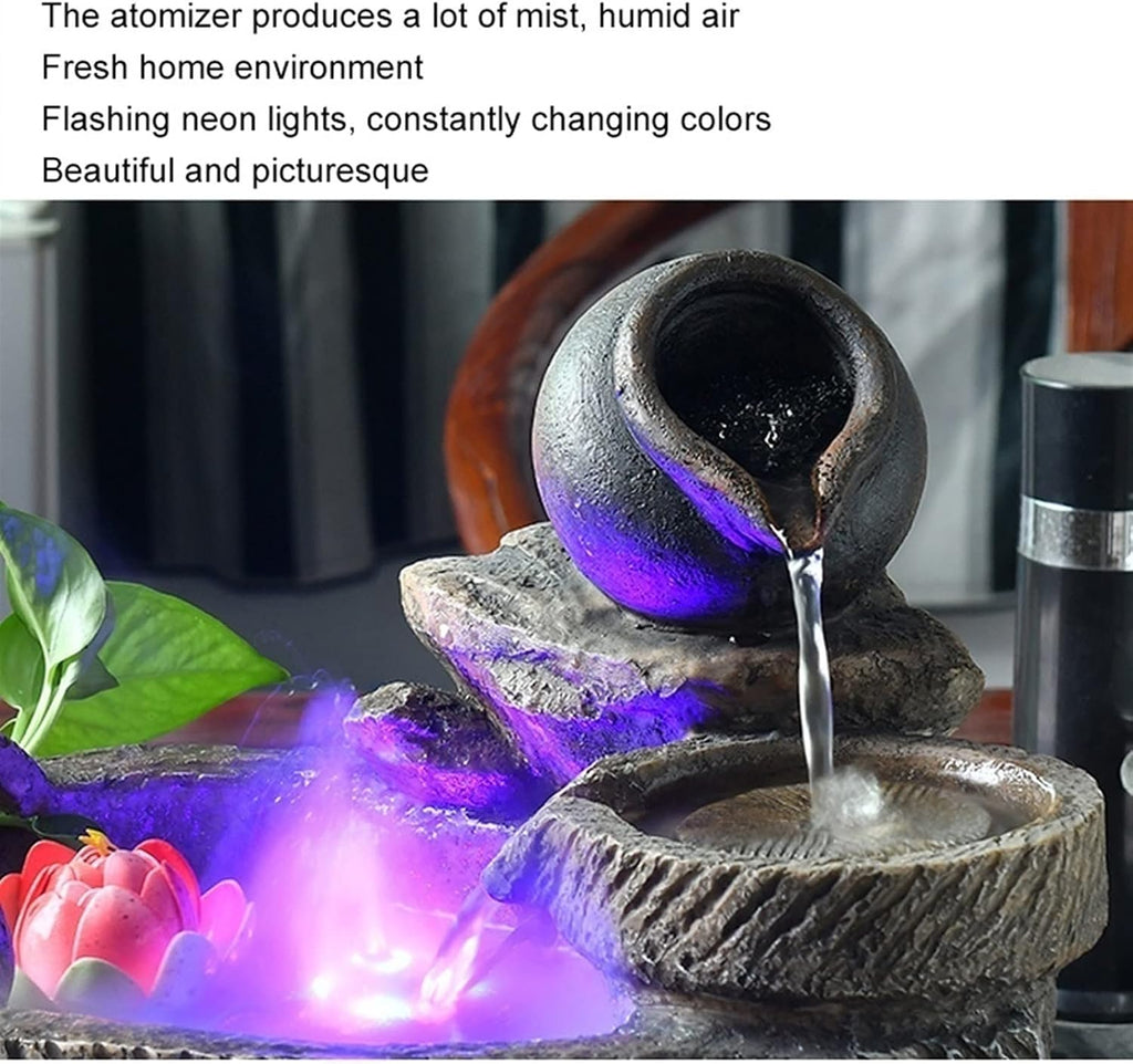 HIHELO Tabletop Fountain Tabletop Fountain Desktop Landscape Ornaments Landscaping Flowing Water Fountain Home Decorations Suitable for Bedroom Office Indoor Fountain