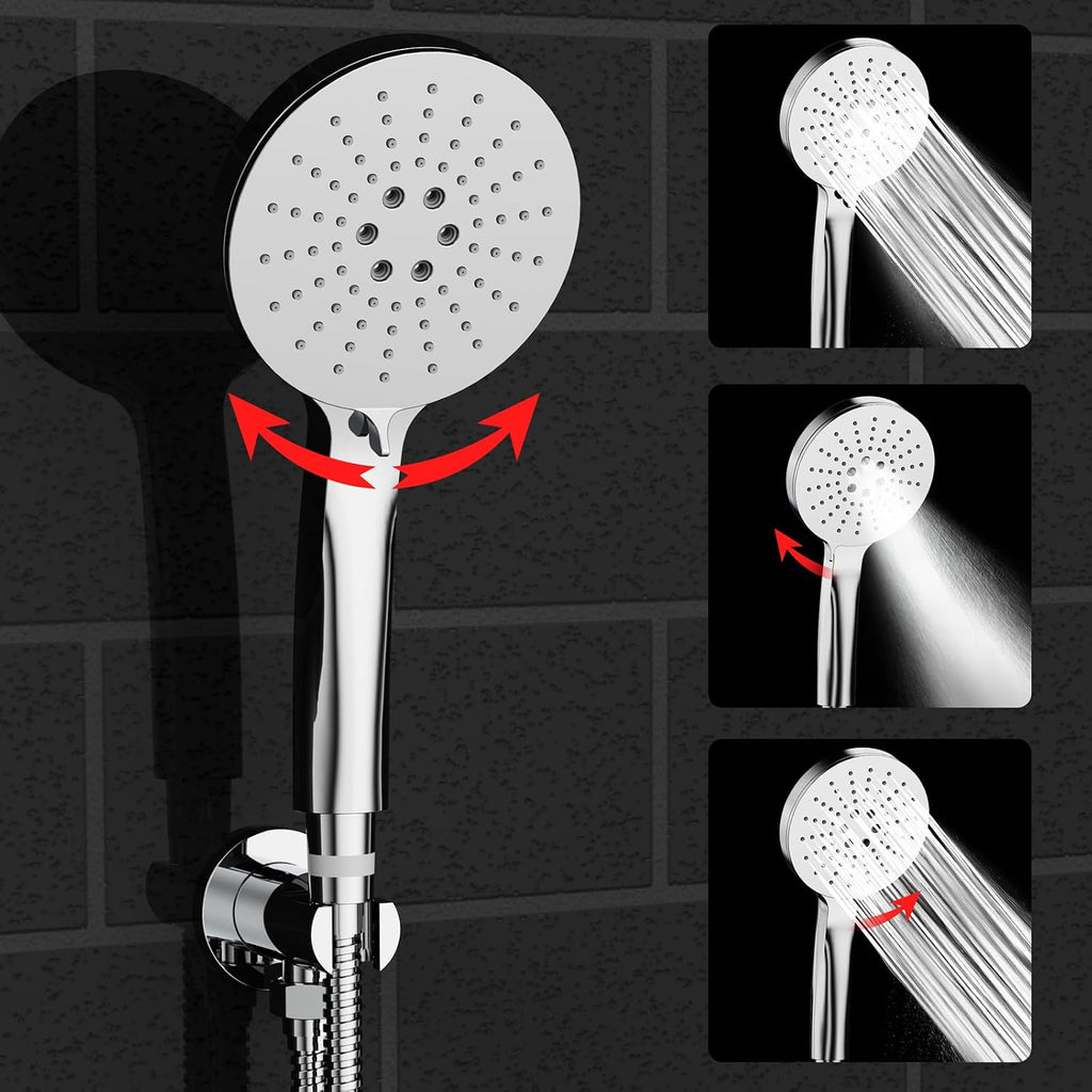 Shower Faucet Set 8IN Brass Rough-In Valve Body Trim Kit Rainfall Included Handle Accessories Complete 2 Functions with Rain Head and Handheld Bathroom Systems (8'', Chrome Polished)