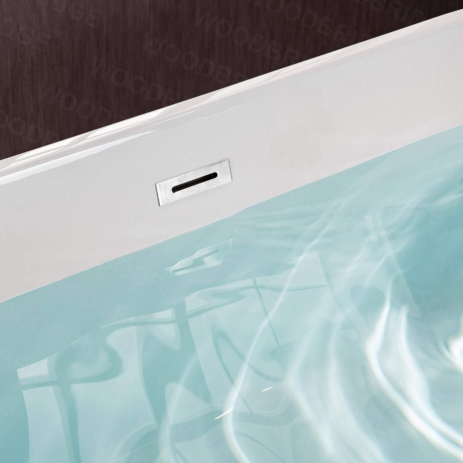 WOODBRIDGE 67' Acrylic Freestanding Bathtub Contemporary Soaking White Tub with Chrome Overflow and Drain，B0013-CH