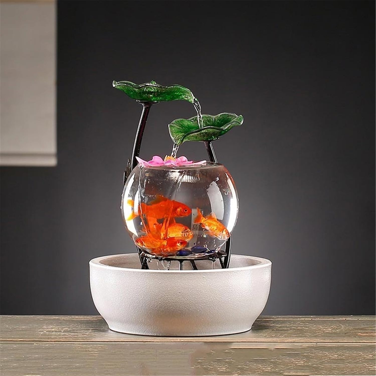 Tabletop Luxury-Style Fish Tank Water Ornament Tabletop Fountains Home Office Desktop Decorations Decor