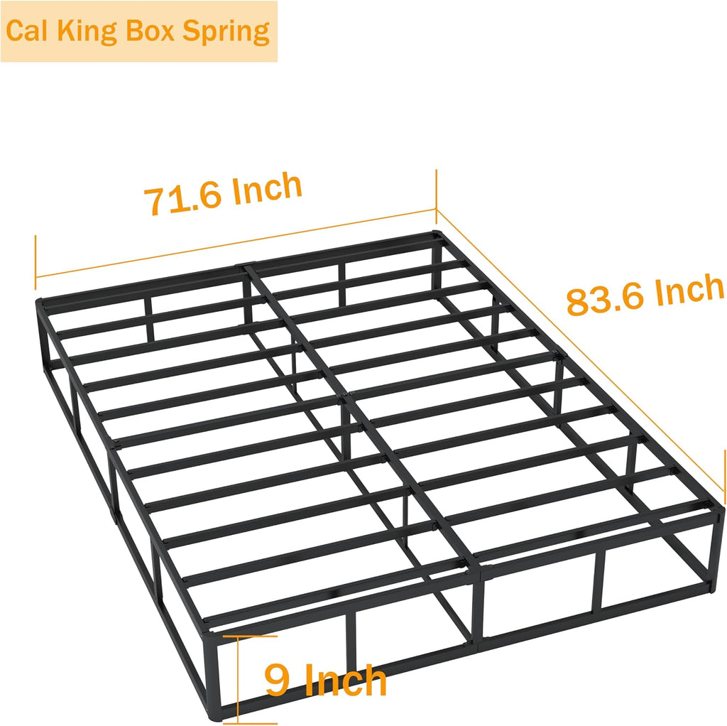 SHLAND Cal King Box Spring 9 Inch, High Profile Metal California King Size Box Springs with Fabric Cover, Easy Assembly