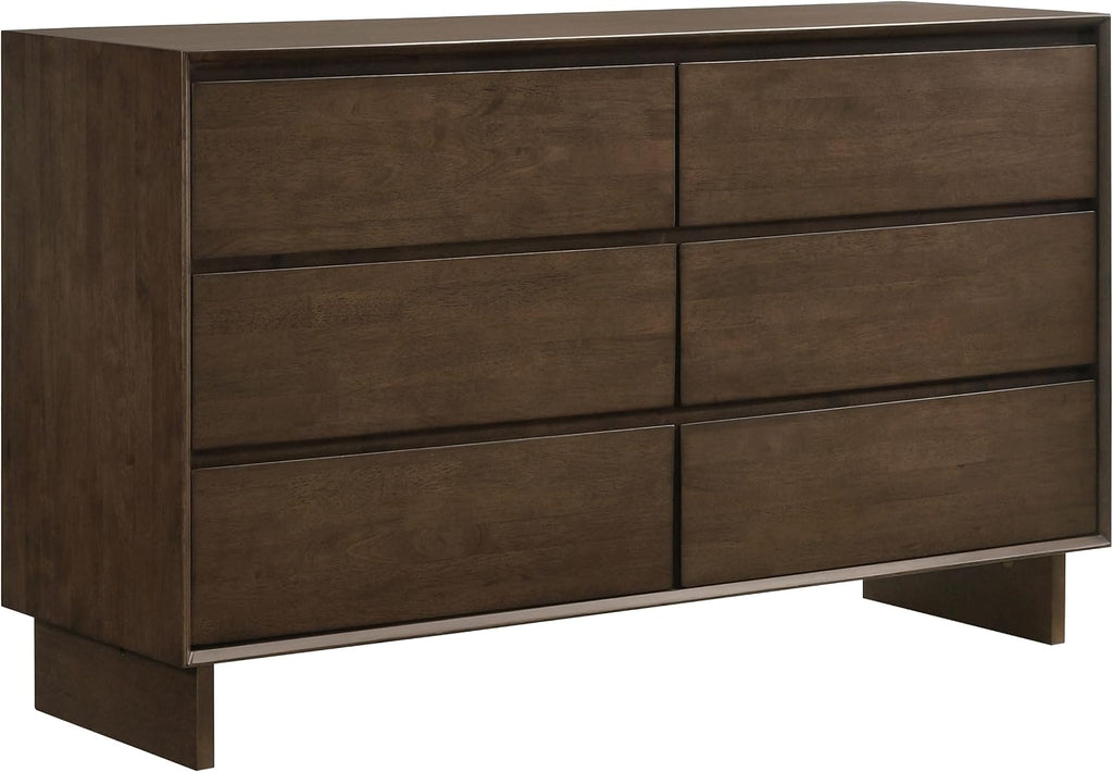 Coaster Home Furnishings Glenwood Transitional 4-Piece Bedroom Set Queen Size Panel Bed Frame 48-inch Headboard Warm Brown 225011Q-S4