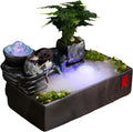 Zen Tabletop Fountain with LED Lights & Mist Maker - Indoor Waterfall Decor with Crystal Stones for Home, Office, Meditation Room - Relaxing Desktop Humidifier Gift (C Style)(C Style)