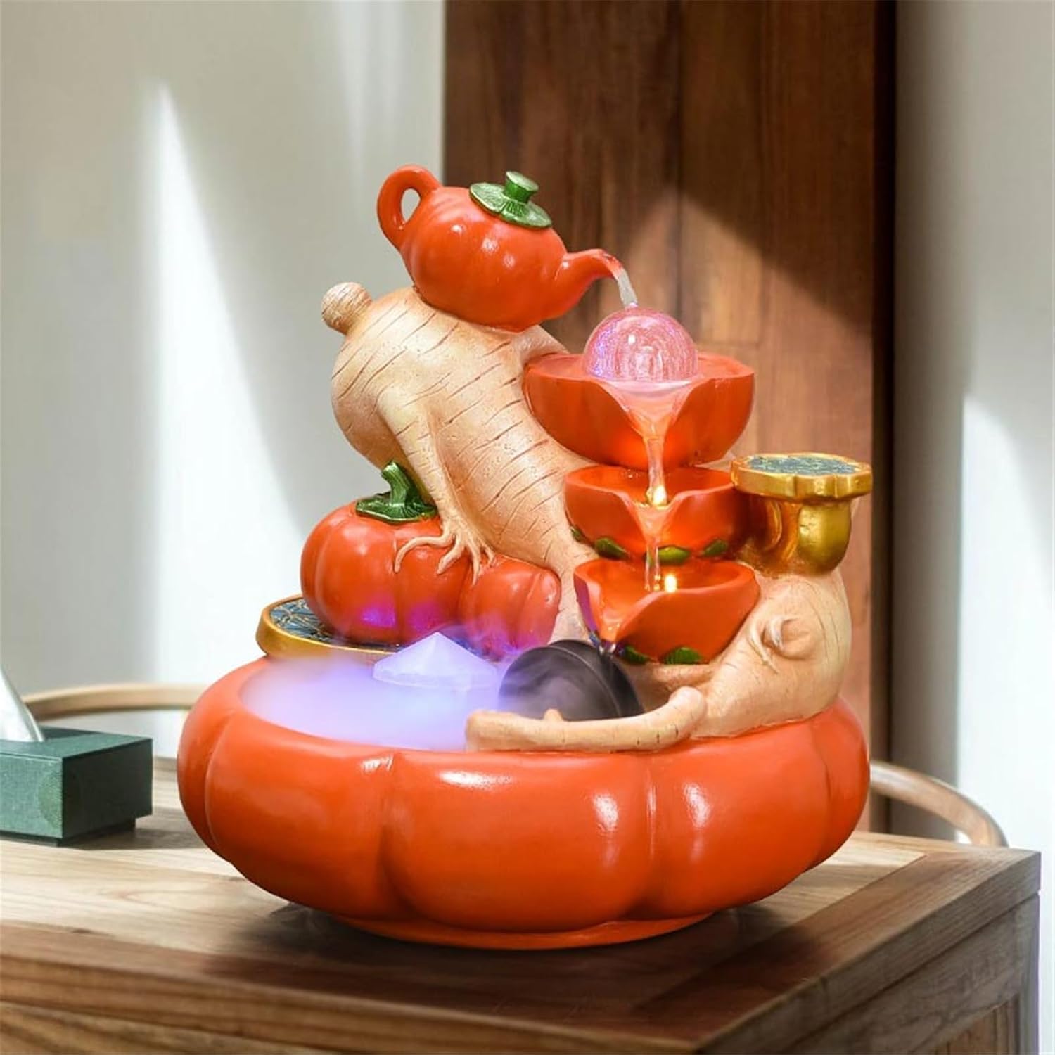 Tabletop Water Fountain Tabletop Fountain Indoor Waterfall Relaxation Fountain Ornament Crafts for Office Home Office Relaxation Meditation Fountain