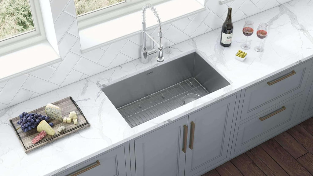 Ruvati 27-inch Slope Bottom Offset Drain Undermount Kitchen Sink Single Bowl - RVH7470