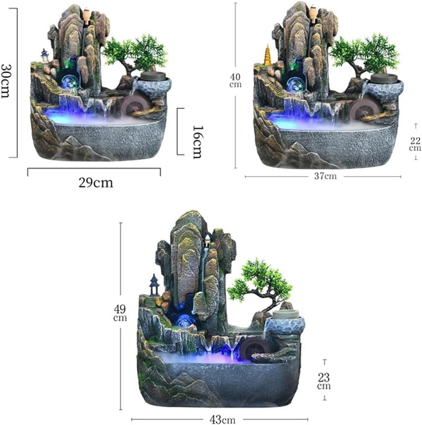 Tabletop Rockery Stream Tabletop Fountain, Meditation Indoor Waterfall for Home Office Decor(Small)