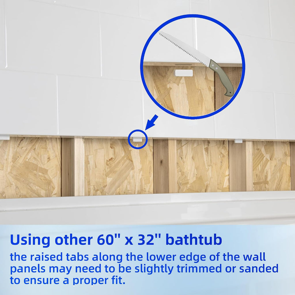 WOODBRIDGE 60' x 32' Four-Piece Direct-to-Stud Alcove Tub Surround Wall Panel Kit in White