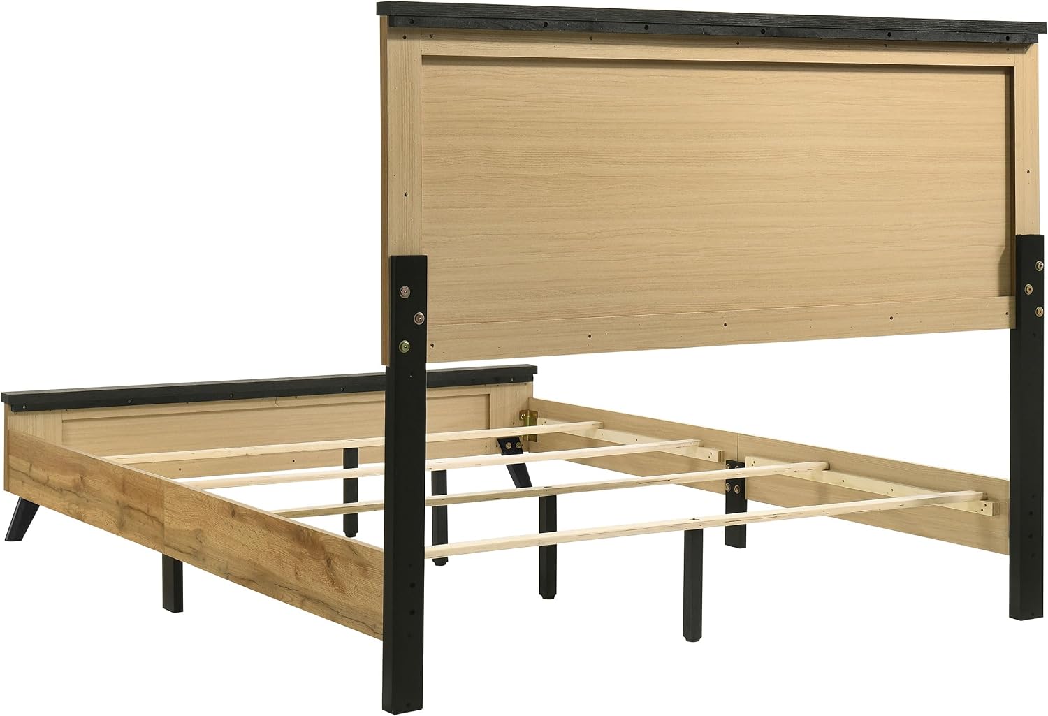 Coaster Home Furnishings Kaywood Mid-Century Modern 4-Piece Bedroom Set Queen Size Panel Bed Frame 52-inch Headboard Weathered Brown and Natural Pine 225001Q-S4