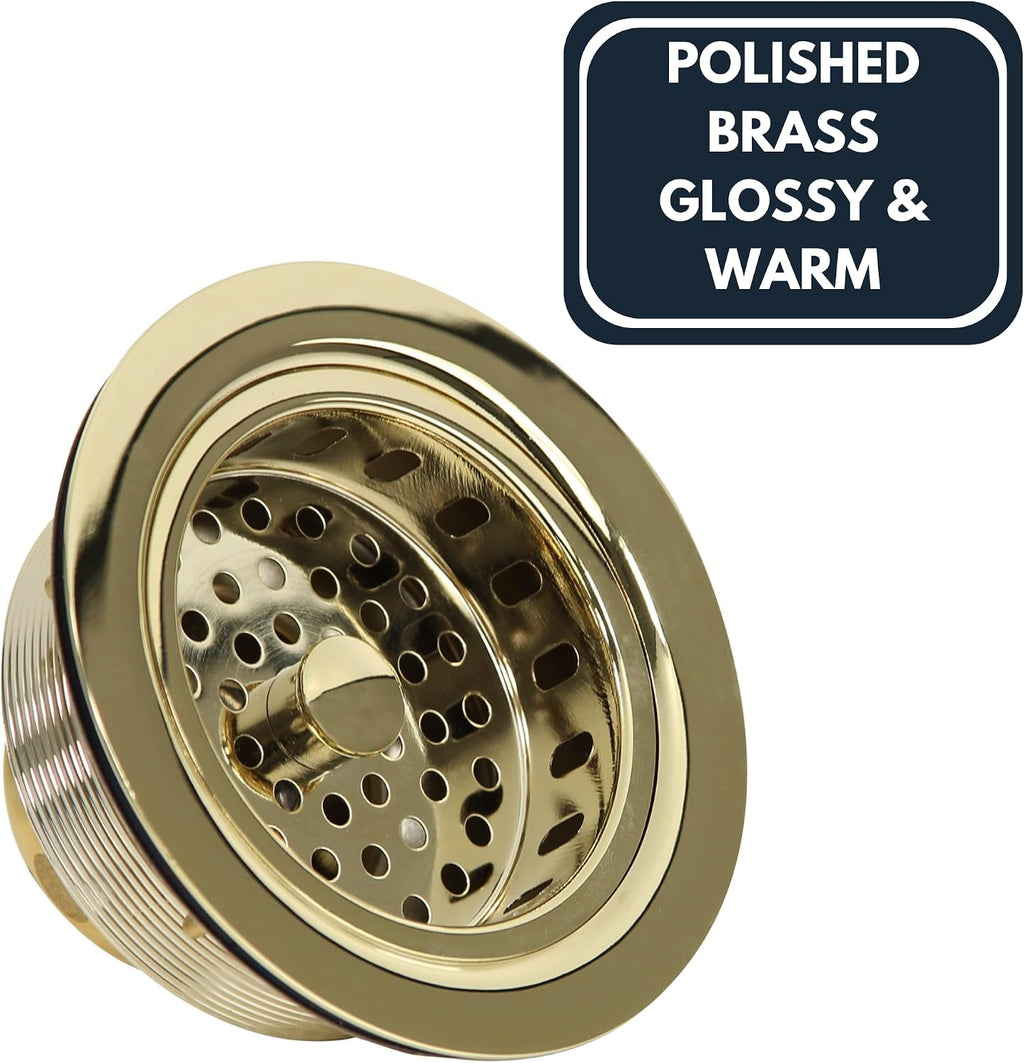 Nantucket Sinks 3.5 KDPB Kitchen Kit 3-1/2 PVD Coated Brass Sink Drain Assembly, Gold Color