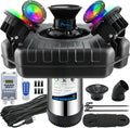 Pond Fountain Aerator with Lights Dynamic RGB Light 1HP 750W Floating Fountain for Pond Lake, 110V 15000 GPH Fully Automatic Stainless Steel Fountain Pump 100Ft Cord with 4 LED Lights and Nail, Rope