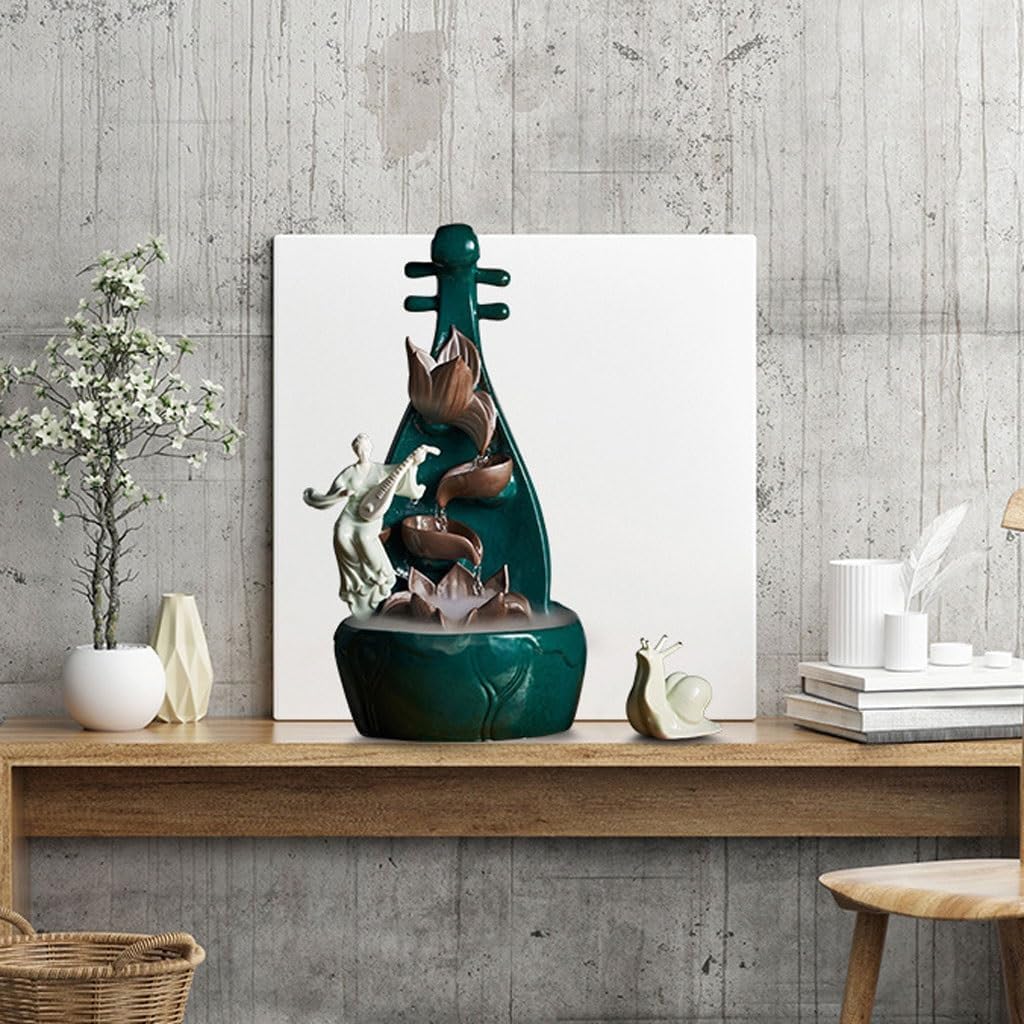GUERNSEY Tabletop Fountain Chinese Creative Water Ornaments Home Living Room Ceramic Desktop Fountain Indoor Desktop Ornaments Office Decorations Tabletop Fountains Indoor Fountain