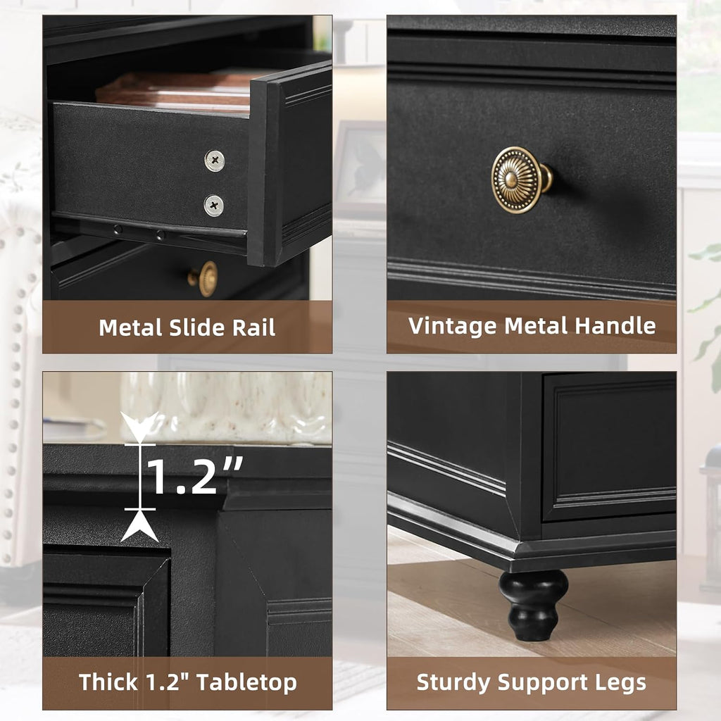 Joaxswe Farmhouse Dresser and Nightstand Sets 3 Piece, Nightstands Set of 2 and 7 Drawers for Bedroom, 54' Wide Dresser and 24' Inch Night Stand Set for Bedroom, Living Room, Hallway
