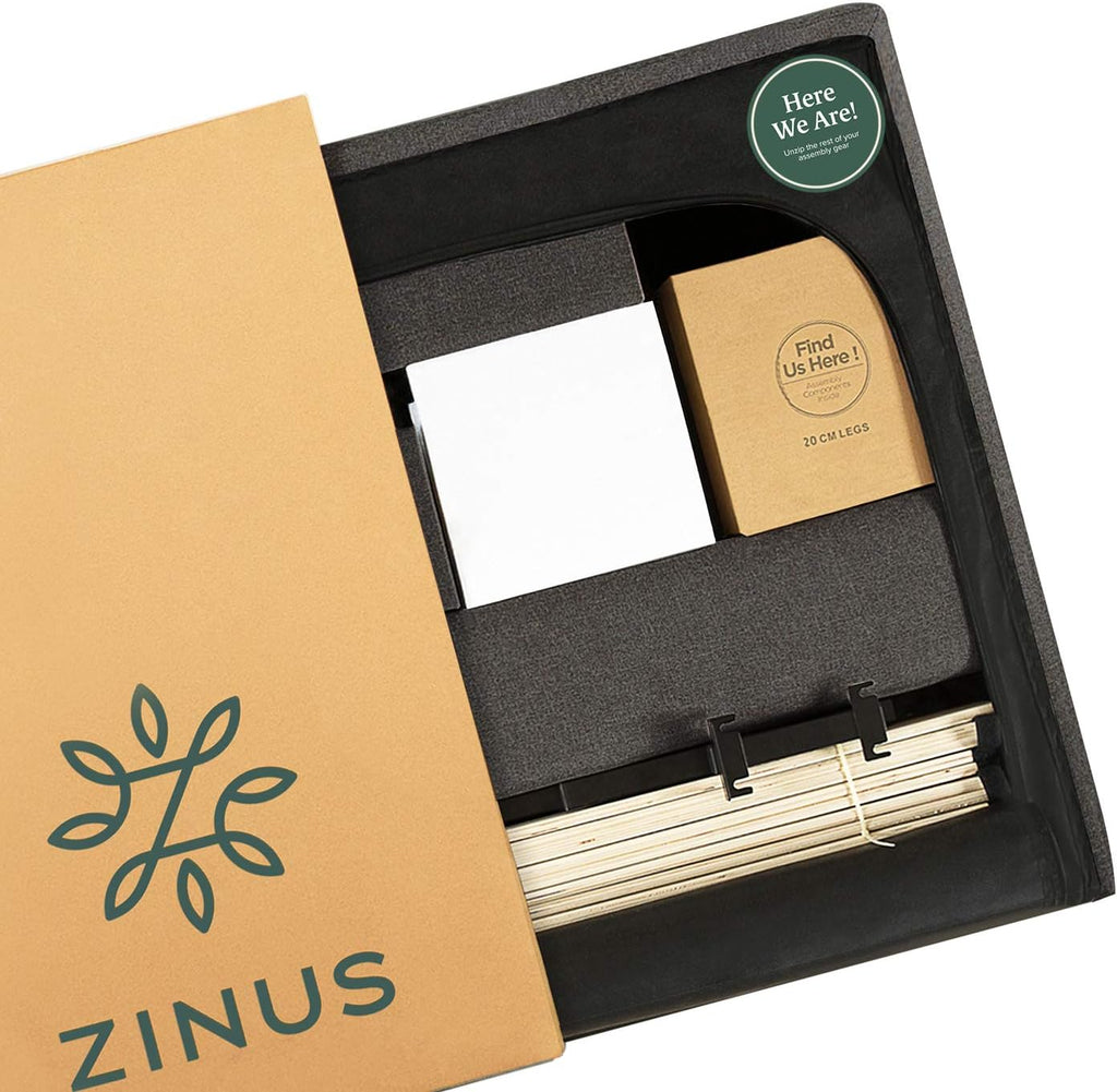 Zinus Shalini Upholstered Platform Bed Frame Mattress Foundation, Wood Slat Support, No Box Spring Needed. Easy Assembly, Twin, Dark Grey