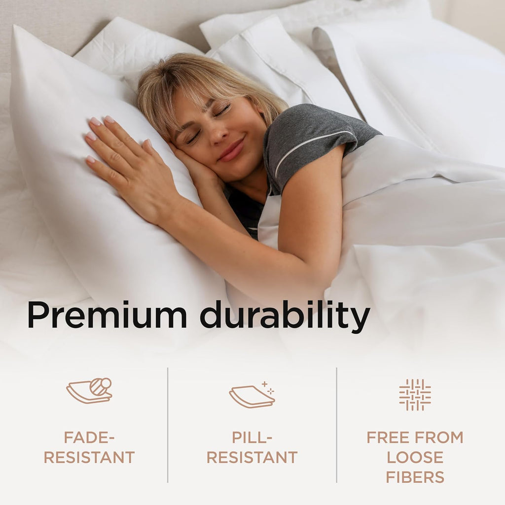 Threadmill 100% American Certified Supima Cotton Sheets King Size - 1200 Thread Count, 4Pc King Size Sheets Set, Smooth Sateen, Ultra Luxury Bed Sheets, 17' Deep Pocket King Sheet Set - White Sheets