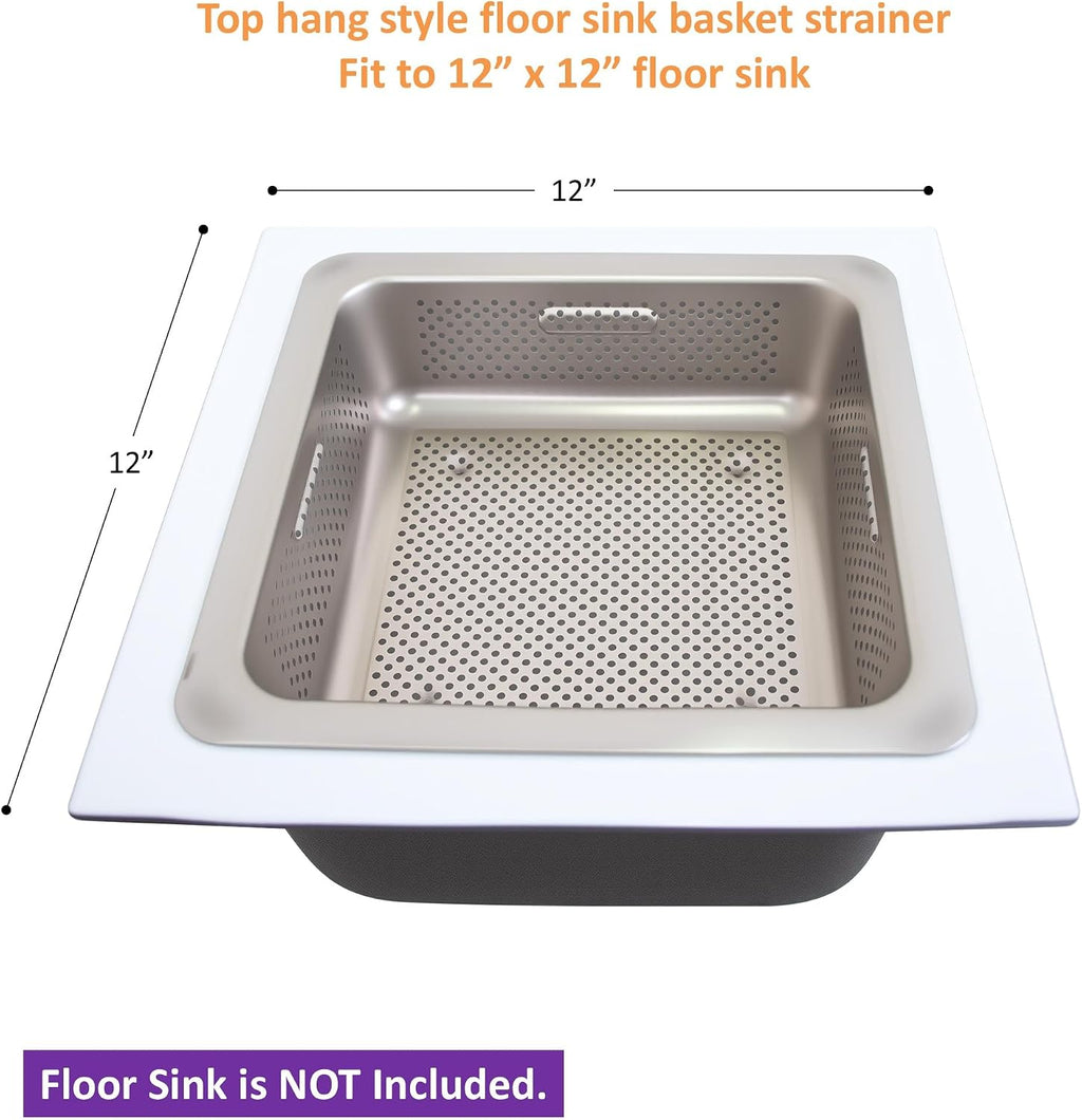 GSW Stainless Steel Floor Sink Drain Strainer 10'W x 10'L x 3'H - Perfect for Restaurant, Bar, Buffet (3' H SS x 4)