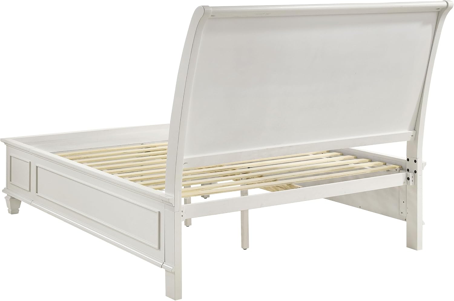 Coaster Home Furnishings Sandy Beach Coastal 4-Piece Bedroom Set Queen Size Storage Panel Bed Frame 57-inch Headboard Cream White 201309Q-S4