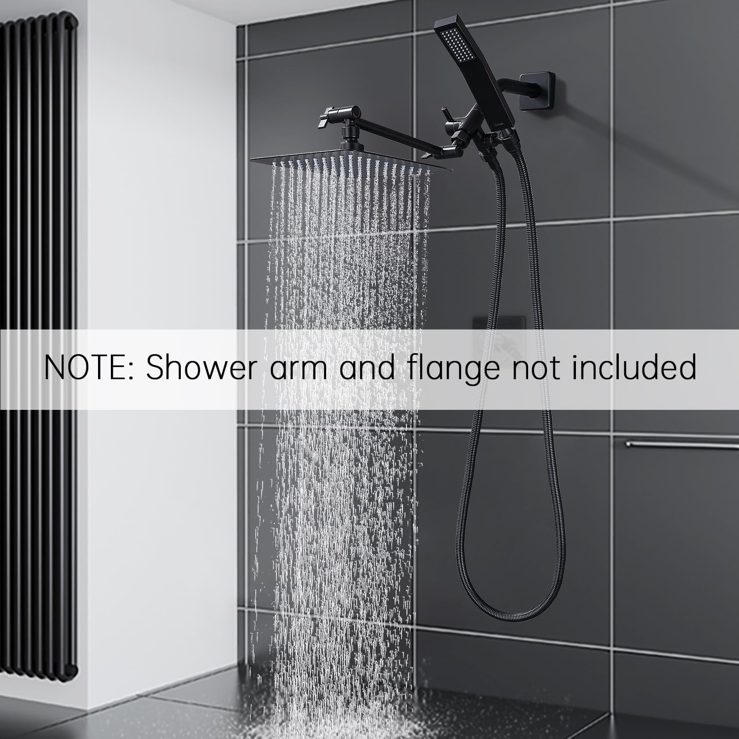 G-Promise All Metal 8 Inch Dual Square Shower Head with Handheld Combo, Rain Shower Head, Adjustable Extension Arm, 3-Way Diverter, 71 Inch Extra Long Hose - A Bathroom Upgrade (Oil Rubbed Bronze)