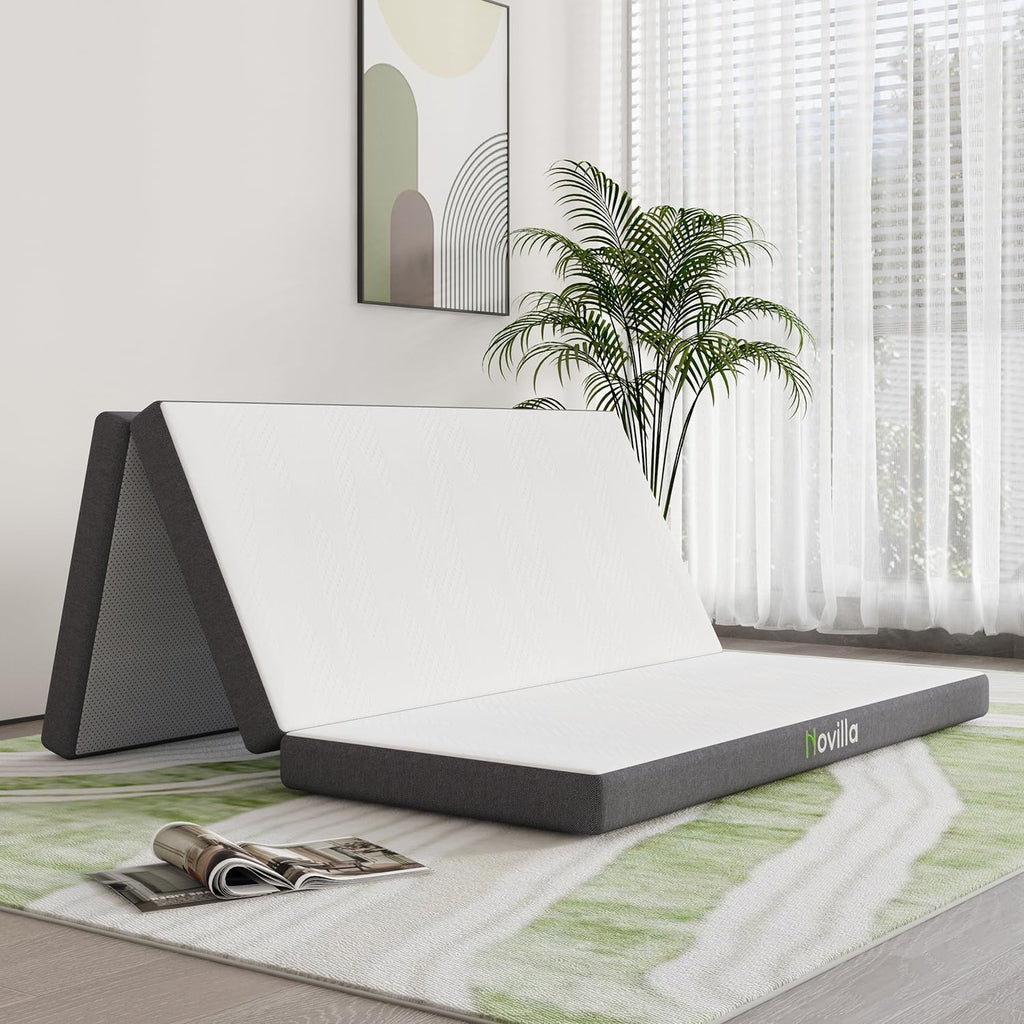 Novilla Folding Mattress Queen, 4 inch Memory Foam Tri Fold