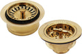 Westbrass CO2195S-01 Combo Pack 3-1/2' Wing Nut Twist Style Large Kitchen Sink Basket Strainer and Extra-Deep Collar Kitchen Sink Waste Disposal Flange with Strainer Stopper, Polished Brass