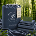 TOSMO Luxury Cooling Sheet Set | 100% Viscose from Organically Grown Bamboo | FSC® Certified | Queen Size | 18' Deep Pockets | Silky Soft Natural Bedding for Hot Sleeper [Slate]