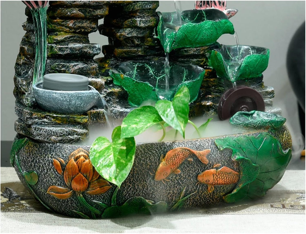 HIHELO Tabletop Fountain Tabletop Fountain Rockery Flowing Water Landscape Fountain Desktop Decoration Feng Shui Wheel Circulating Water Ornaments Indoor Fountain (Size : Small)