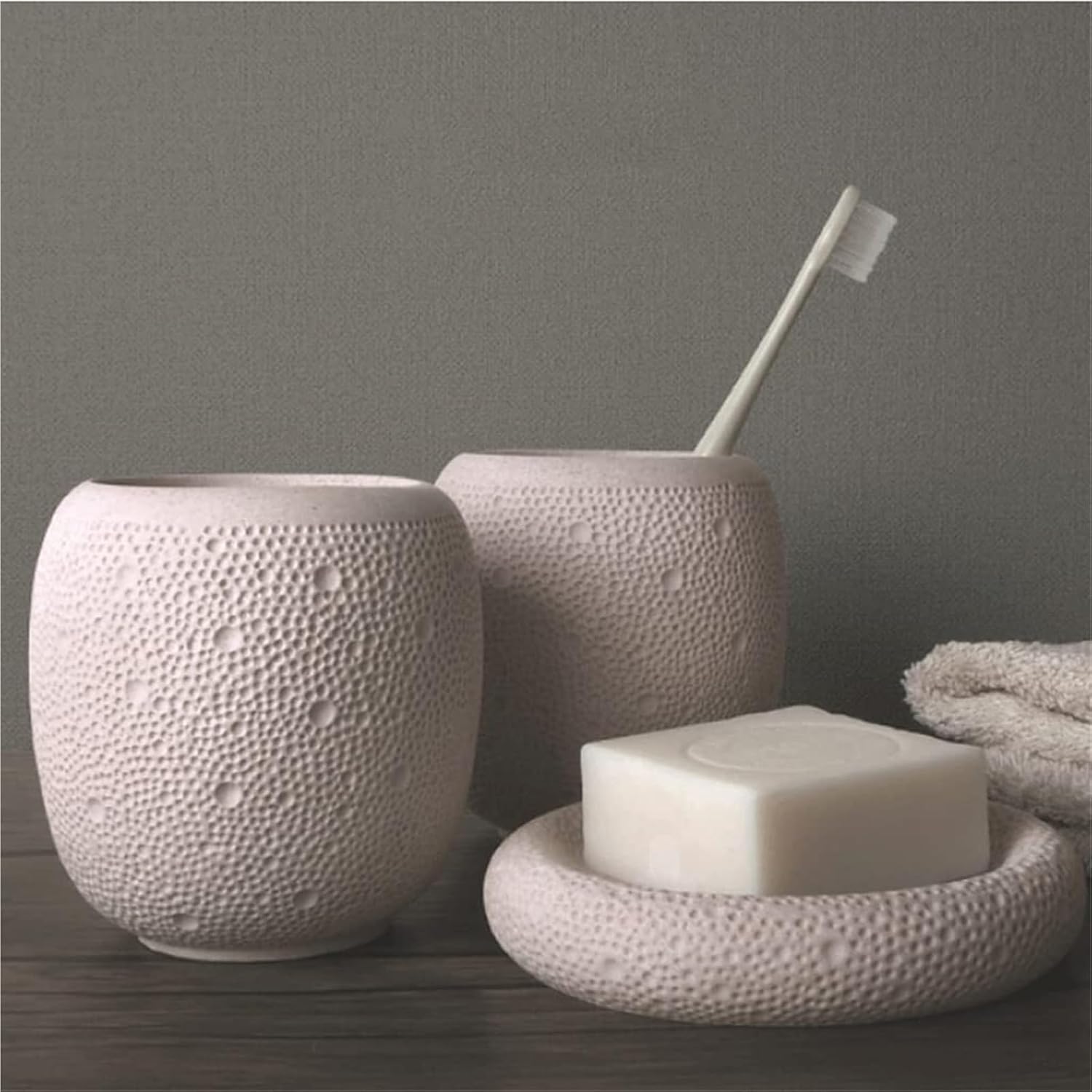 Bathroom Accessory Natural Sand Bathroom Accessory Set Soap Dispenser Sets(Pink,4 Pack)