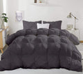 Pinch Pleated Dark Grey 5 Piece Soft 500 GSM California Queen Size Comforter Set (Comforter + 4 Pillowcases) 1000 Series Egyptian Cotton Comforter Set