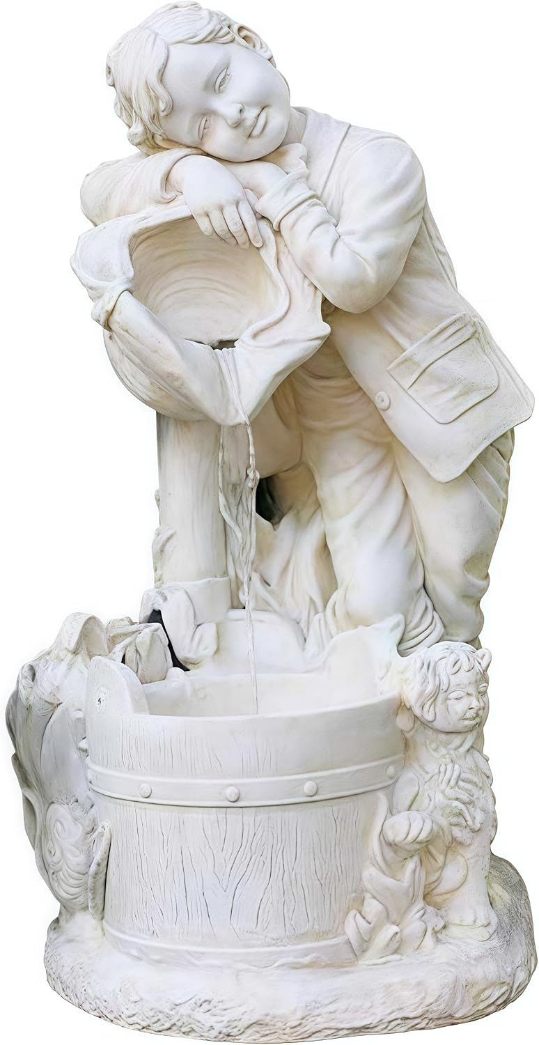 Top Outdoor Water Fountain Outside, Garden Water Fountain Decor for Gardens, Landscaping, Patios, Lawns (Yellow)