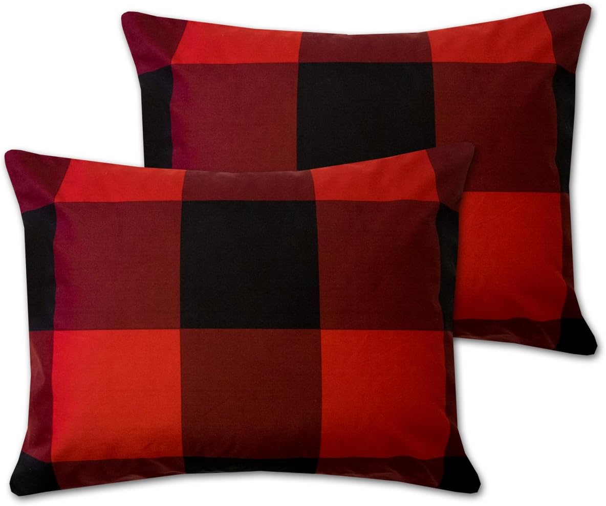 Sweet Home Collection Comforter Set 4 Piece Buffalo Check Plaid Design Soft and Luxurious All Season Warmth Down Alternative Reversible to Solid Color, King, Burgundy (Pack of 3)