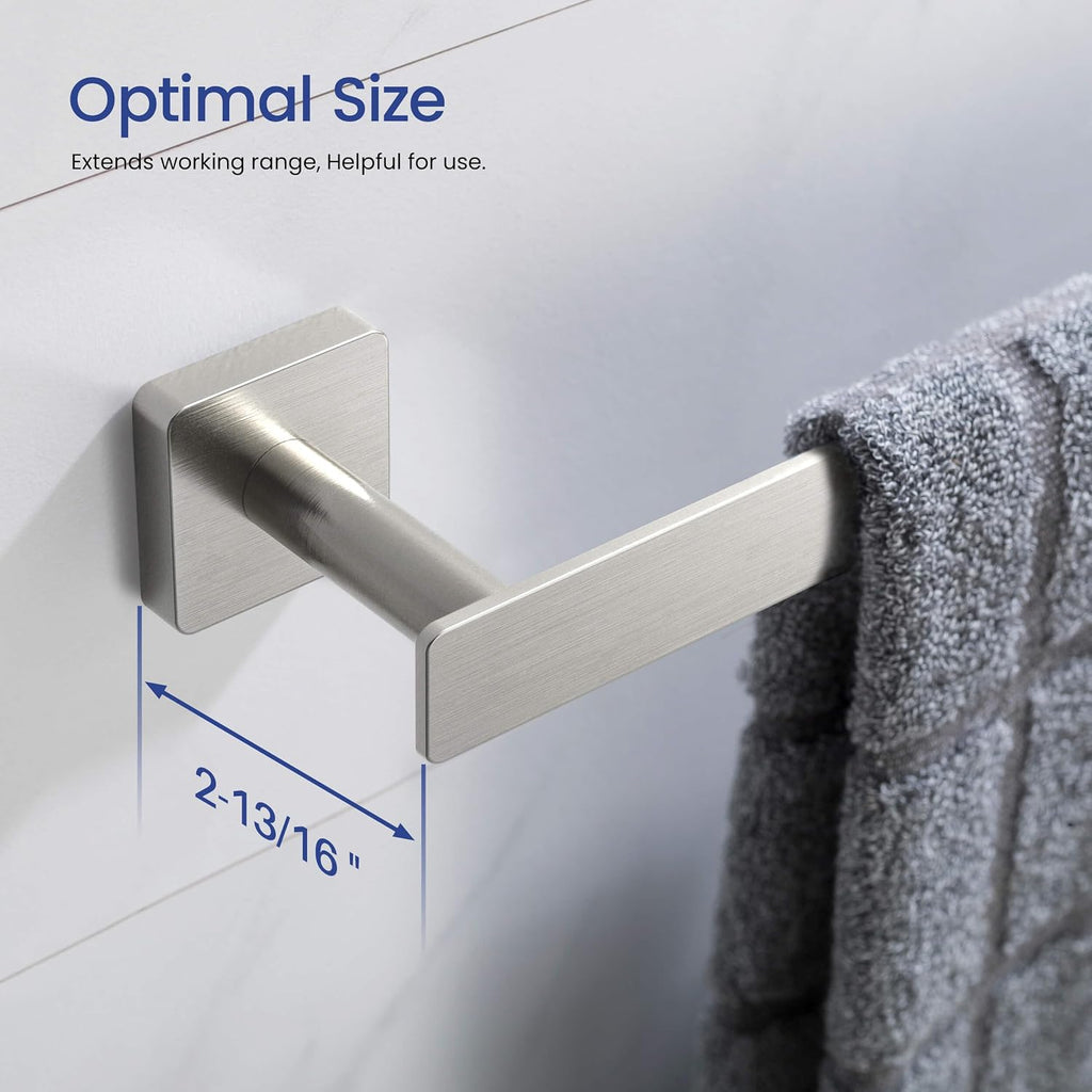 Kibi Blaze 5-Piece Bathroom Hardware Set – Includes 19 -Inch Hand Towel Bar and Holder, Toilet Paper Holder, Robe Hook – Wall Mounted, Solid Brass, Modern Bath Accessories (Brushed Nickel, KBA16-5-1)