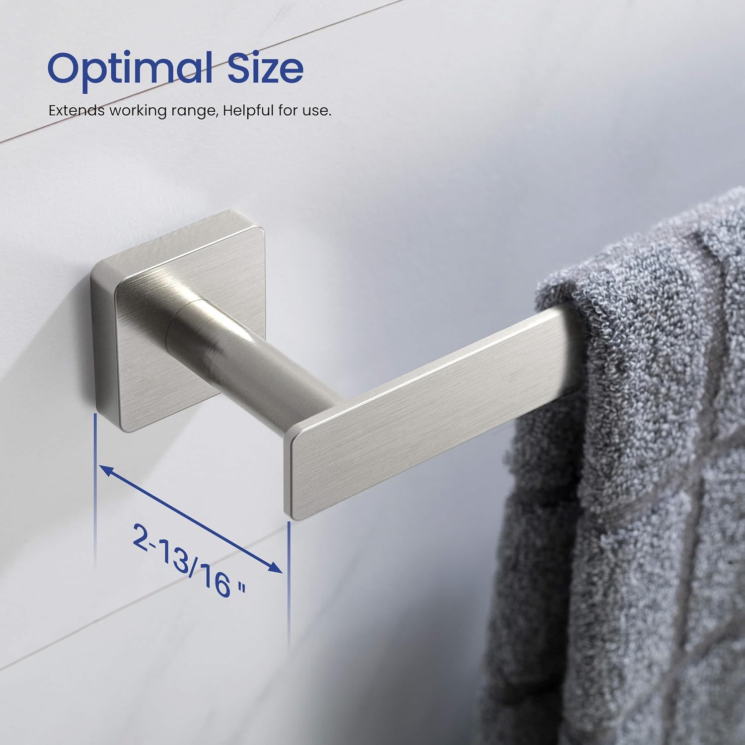 Kibi Blaze 5-Piece Bathroom Hardware Set – Includes 19 -Inch Hand Towel Bar and Holder, Toilet Paper Holder, Robe Hook – Wall Mounted, Solid Brass, Modern Bath Accessories (Brushed Nickel, KBA16-5-1)