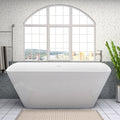 67' Lucite Acrylic Freestanding Bathtub, Trapezoidal Shape Contemporary Soaking Tub with Toe-tap Chrome Center Drain, Slotted Overflow, cUPC Certified, Glossy White