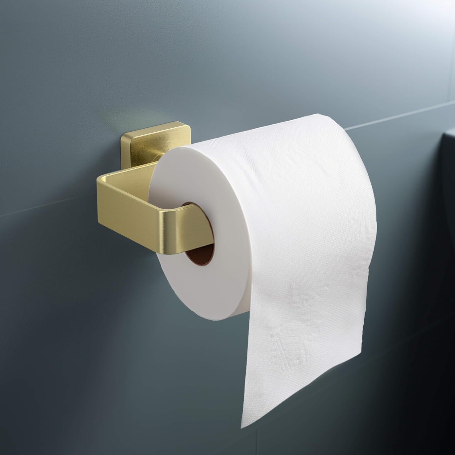 KIBI Blaze 4-Piece Bathroom Hardware Set – Includes Towel Bar, Toilet Paper Holder & 2 Robe Hook, Solid Brass, Wall-Mounted, Rust-Resistant, Modern Bath Accessories (Brushed Gold, KBA16-4-1)