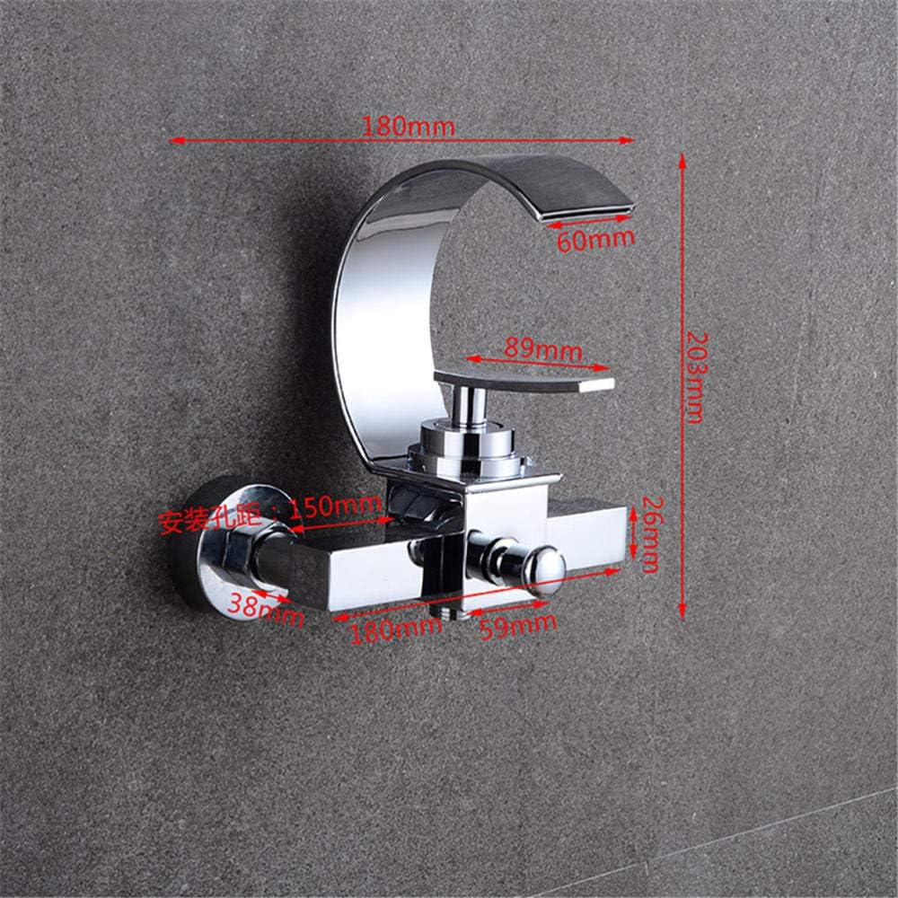 Shower System Waterfall Bathtub Shower Faucet Set Black Bathtub Mixer Tap Dual Contral Shower Wall Mounted Shower Faucet-Chrome