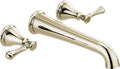 Delta Wall Mount Bathroom Faucet 3 Hole, Polished Nickel Bathroom Sink Faucet for Vanity, Polished Nickel T5797-PNWL (Valve Not Included)