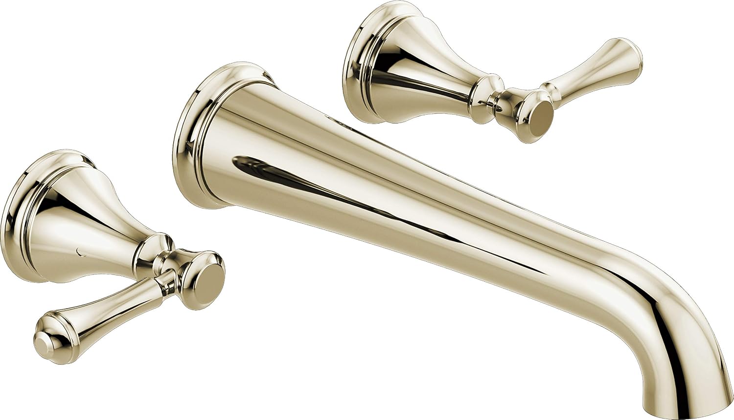 Delta Wall Mount Bathroom Faucet 3 Hole, Polished Nickel Bathroom Sink Faucet for Vanity, Polished Nickel T5797-PNWL (Valve Not Included)