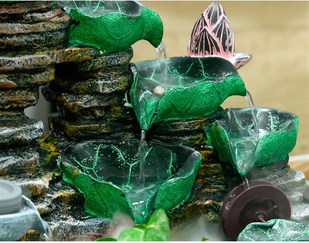 HIHELO Tabletop Fountain Tabletop Fountain Rockery Flowing Water Landscape Fountain Desktop Decoration Feng Shui Wheel Circulating Water Ornaments Indoor Fountain (Size : Large)