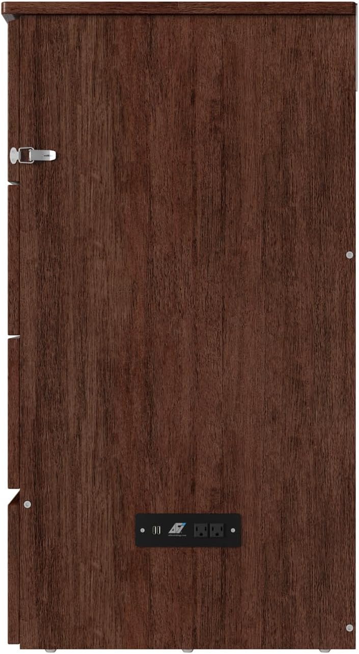 AFI, Northfield Murphy Bed Chest Queen with 6' Mattress, Storage Drawer & Built-in USB Charger, Burnt Amber
