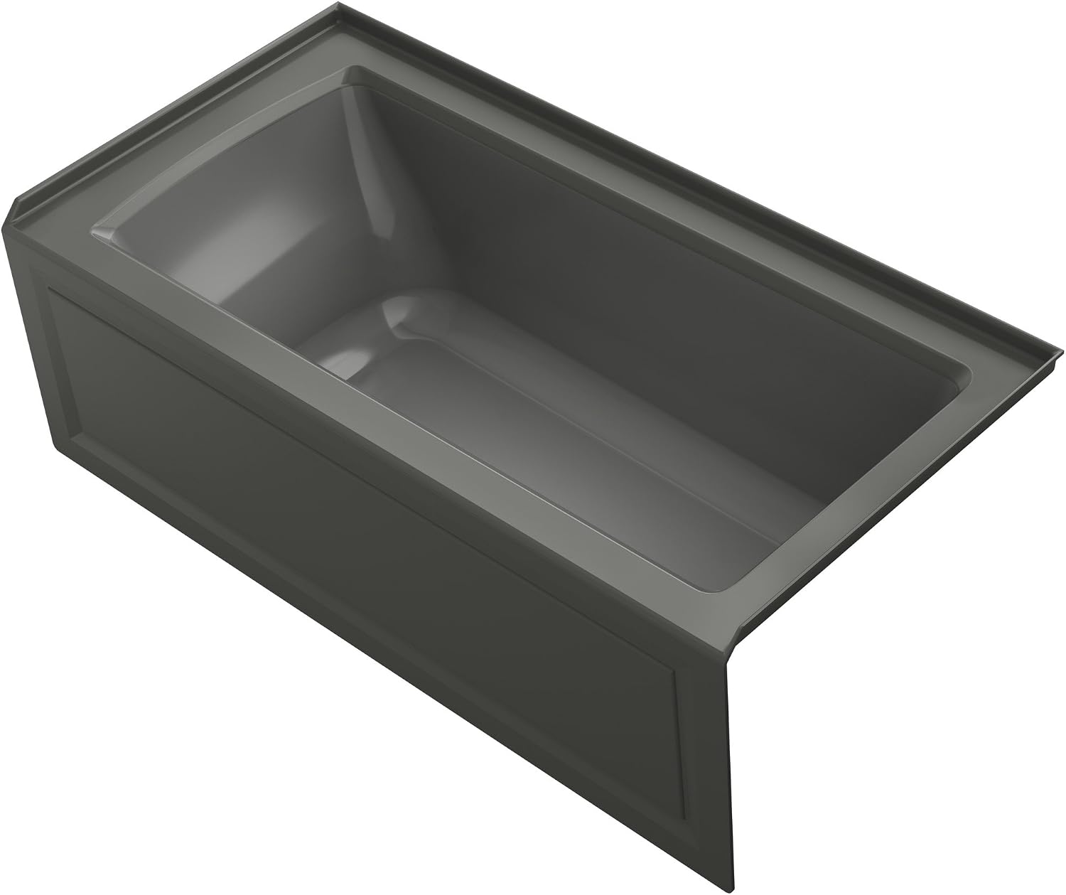 KOHLER K-1946-RA-58 Alcove Bath with Integral Apron, Tile Flange and Right Hand Drain, 60' x 30', Thunder Grey