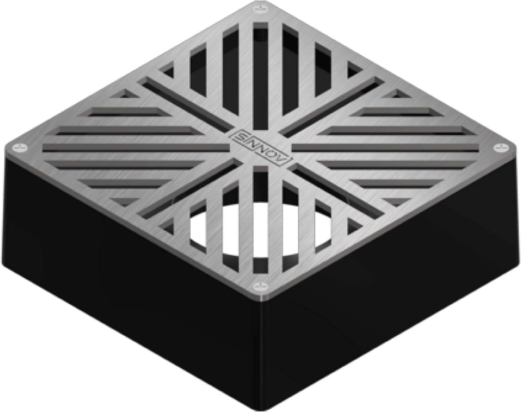 USA Made Professional 6x6 Stainless Steel Drain Grate - Premium Outdoor Paver Size - Compatible 3' 4' PVC Flexible Pipe - Modern Landscape Drainage