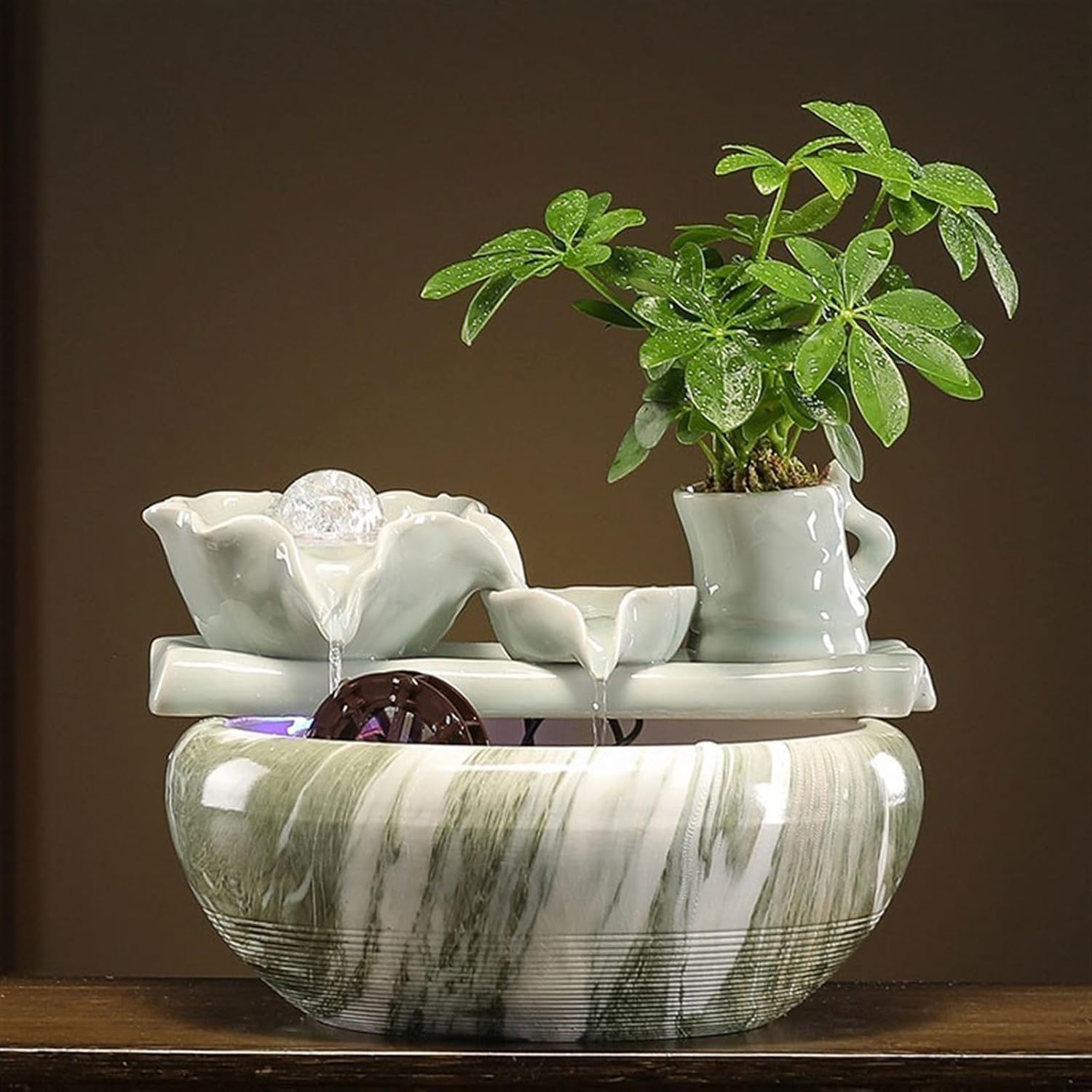 GLigeT Tabletop Fountain Creative Small Ceramic Circulating Water Ornaments Fish Tank Living Room Office Desktop Fountain Decorative Fortune Gifts Water Fountain Decor