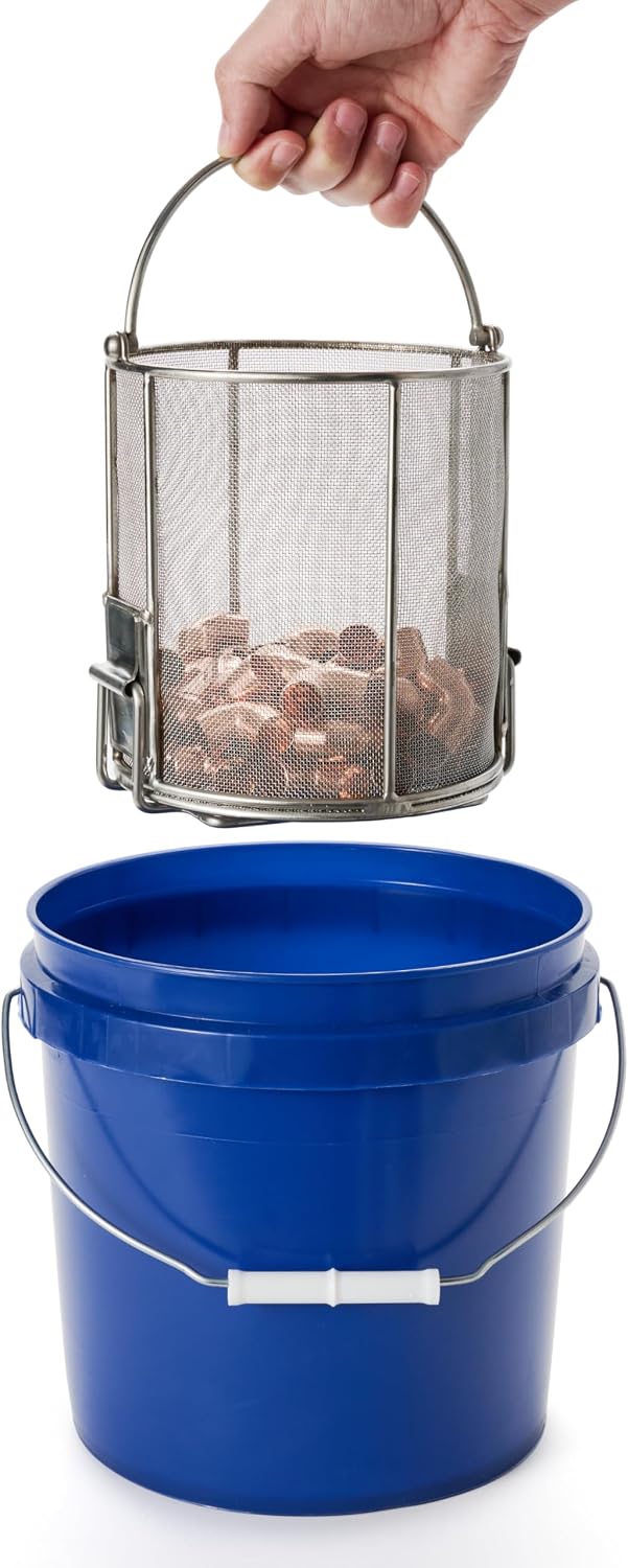 Dip N' Drain – Stainless Steel Part Cleaning Strainer Basket for 2-Gallon Buckets (Bucket Not Included) | 1/32″ Mesh, Swing Handle, Great for Mechanics, Auto Parts, Garage, Shop & Home Cleaning